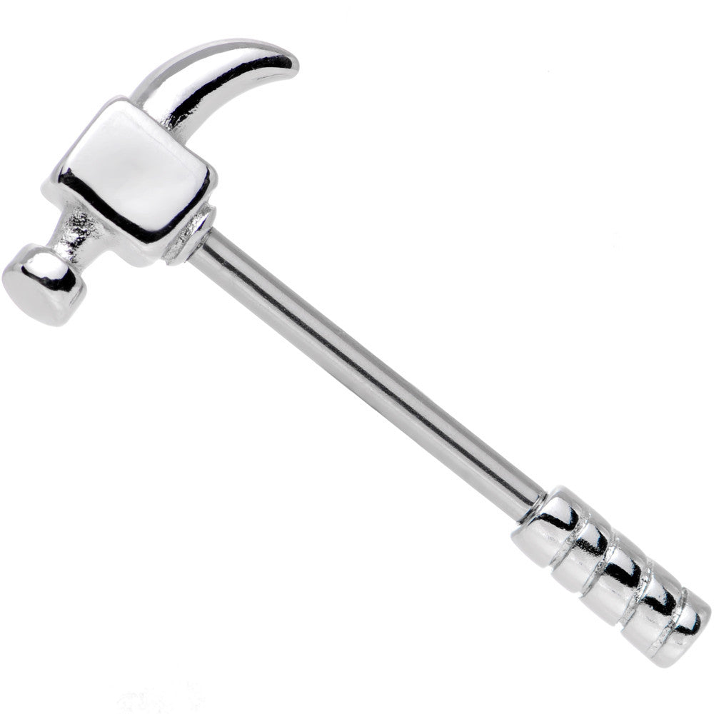 14G 5/8 Stainless Steel Nailed It Hammer Nipple Barbell Set