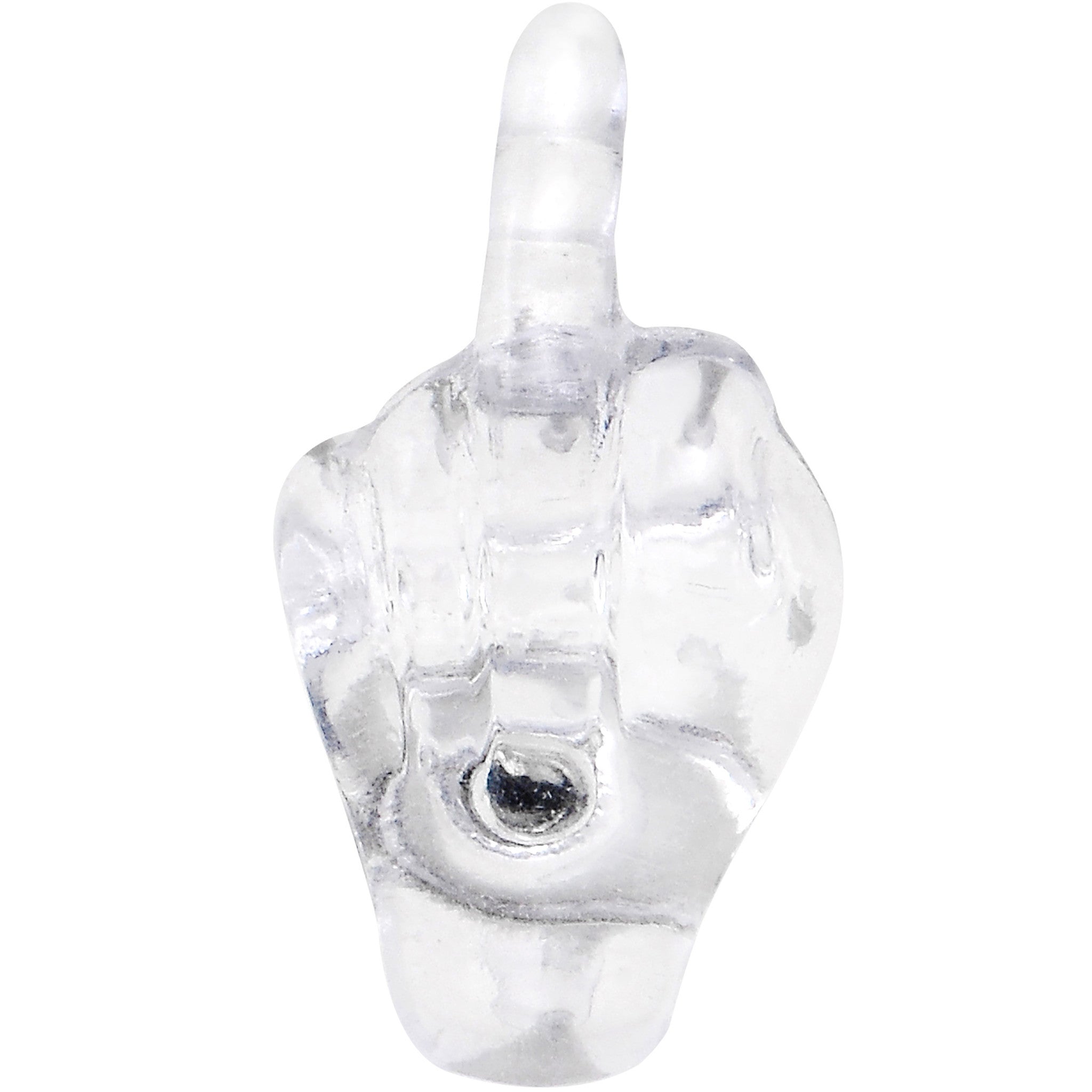 14G 5/8 Clear Acrylic Flip the Middle Finger Barbell Tongue Ring