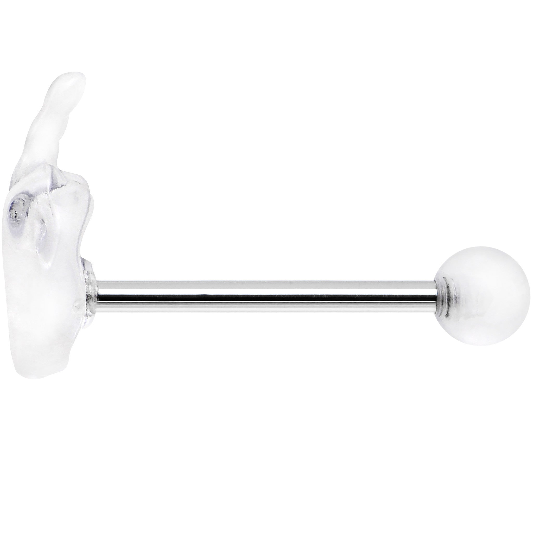 14G 5/8 Clear Acrylic Flip the Middle Finger Barbell Tongue Ring