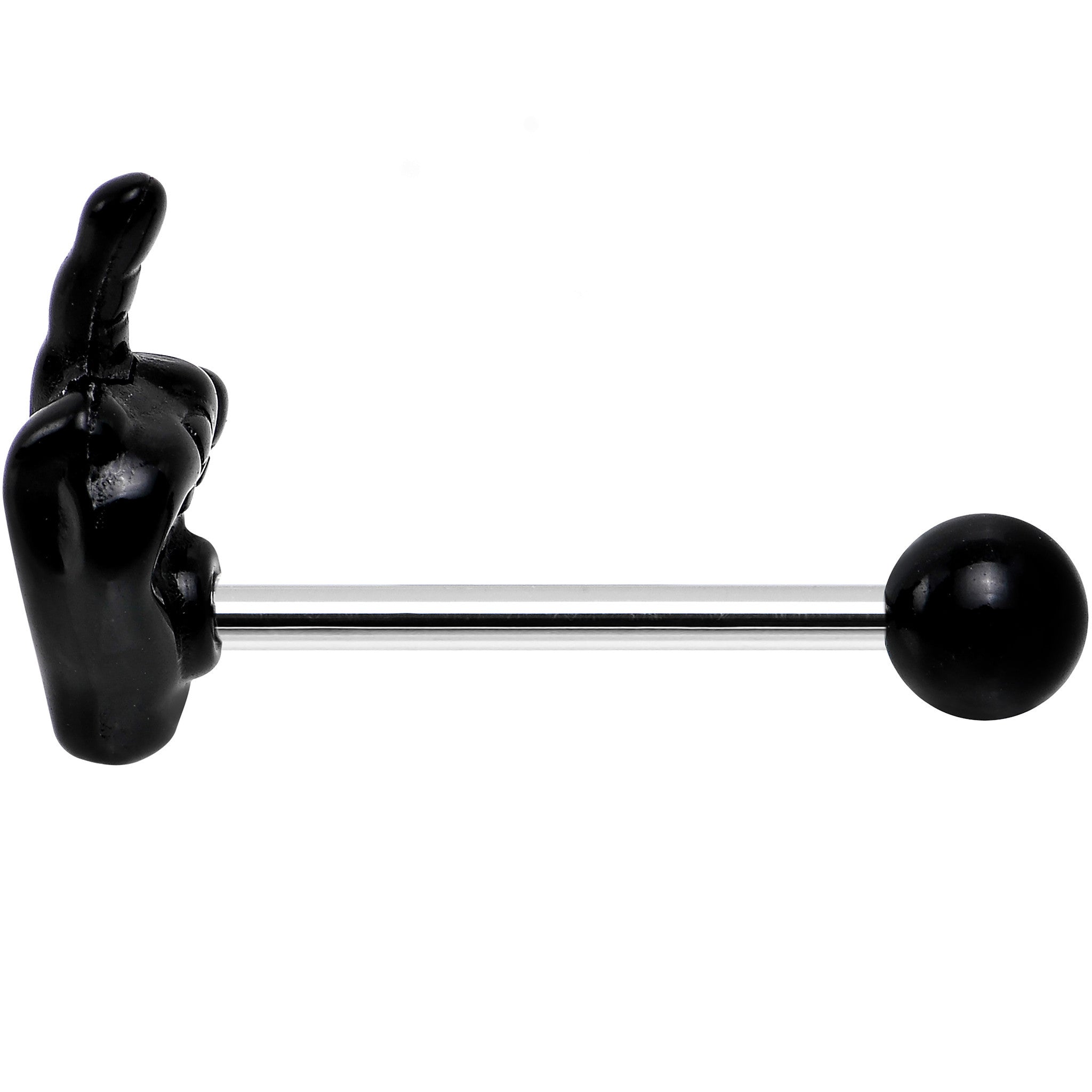 14 Gauge 5/8 Black Acrylic Flip the Middle Finger Barbell Tongue Ring
