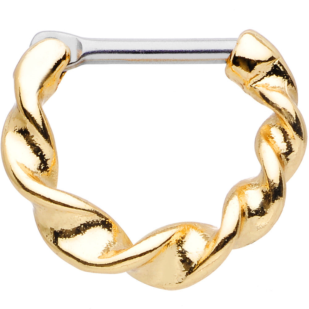 16G Stainless Steel Gold Plated Spiral Septum Clicker