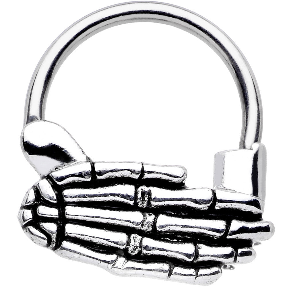 16G Stainless Steel Spooky Skeleton Hand Septum Clicker