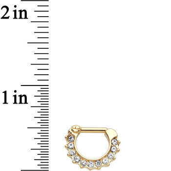 14G Gold Plated Golden Royal Parade Clear Gem Septum Clicker