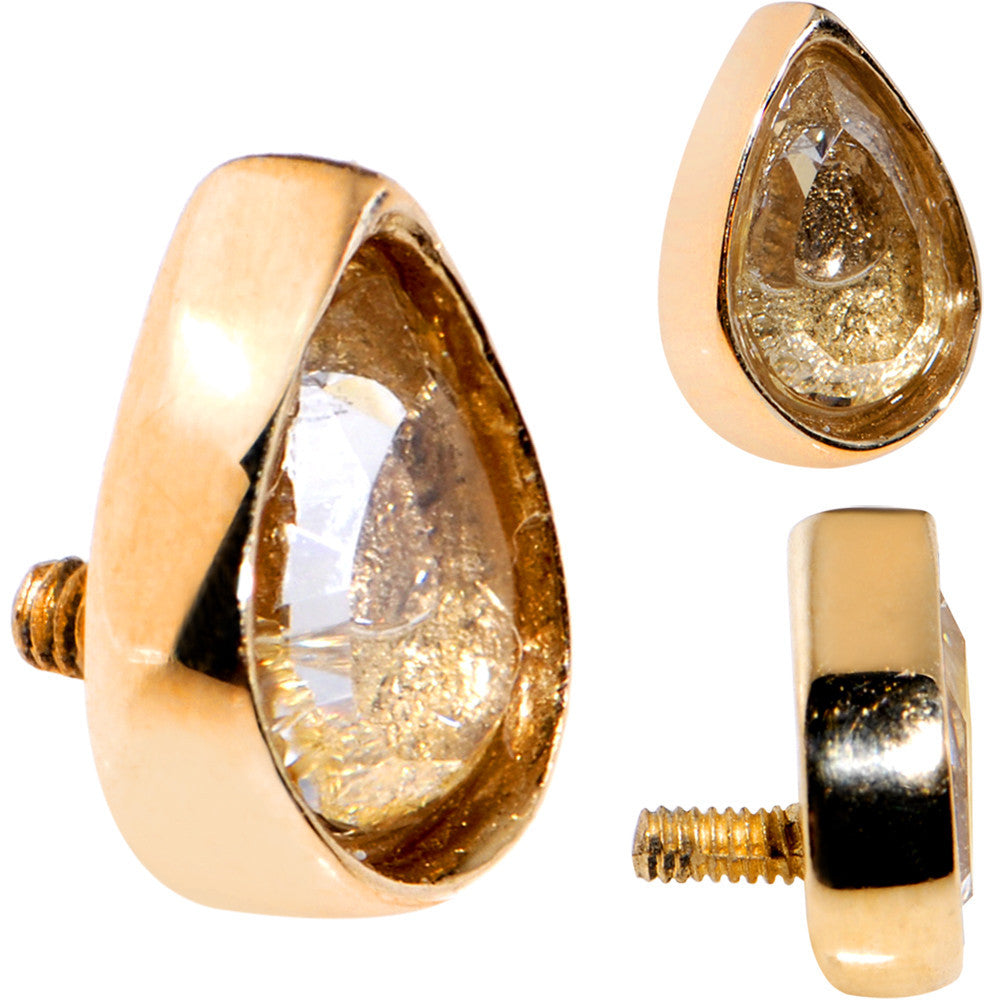 14G 14k Yellow Gold Sunset Yellow Teardrop Dermal Anchor Top