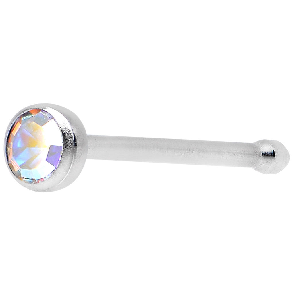 22G Press Fit Clear Gem Stainless Steel Nose Bone