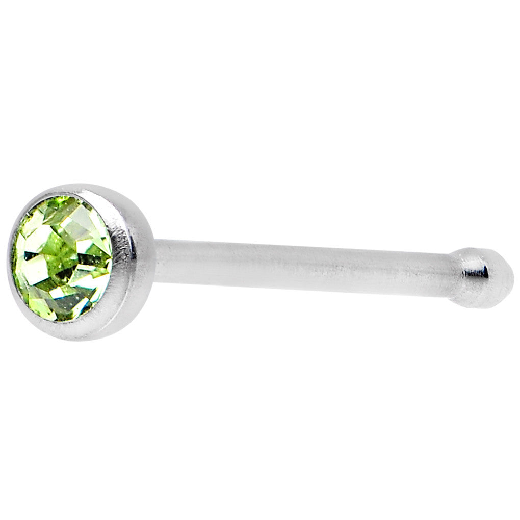22G Press Fit Green Gem Stainless Steel Nose Bone