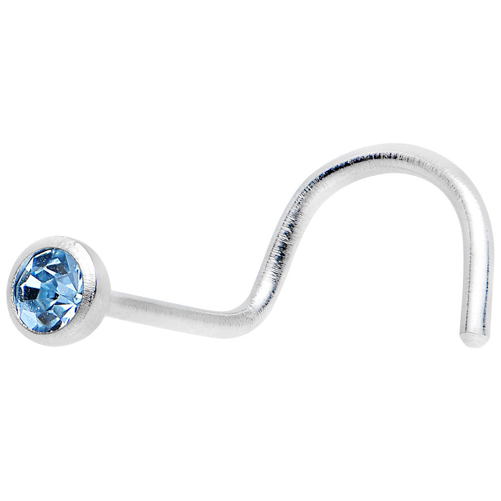 22G Press Fit Aqua Gem Stainless Steel Nose Ring