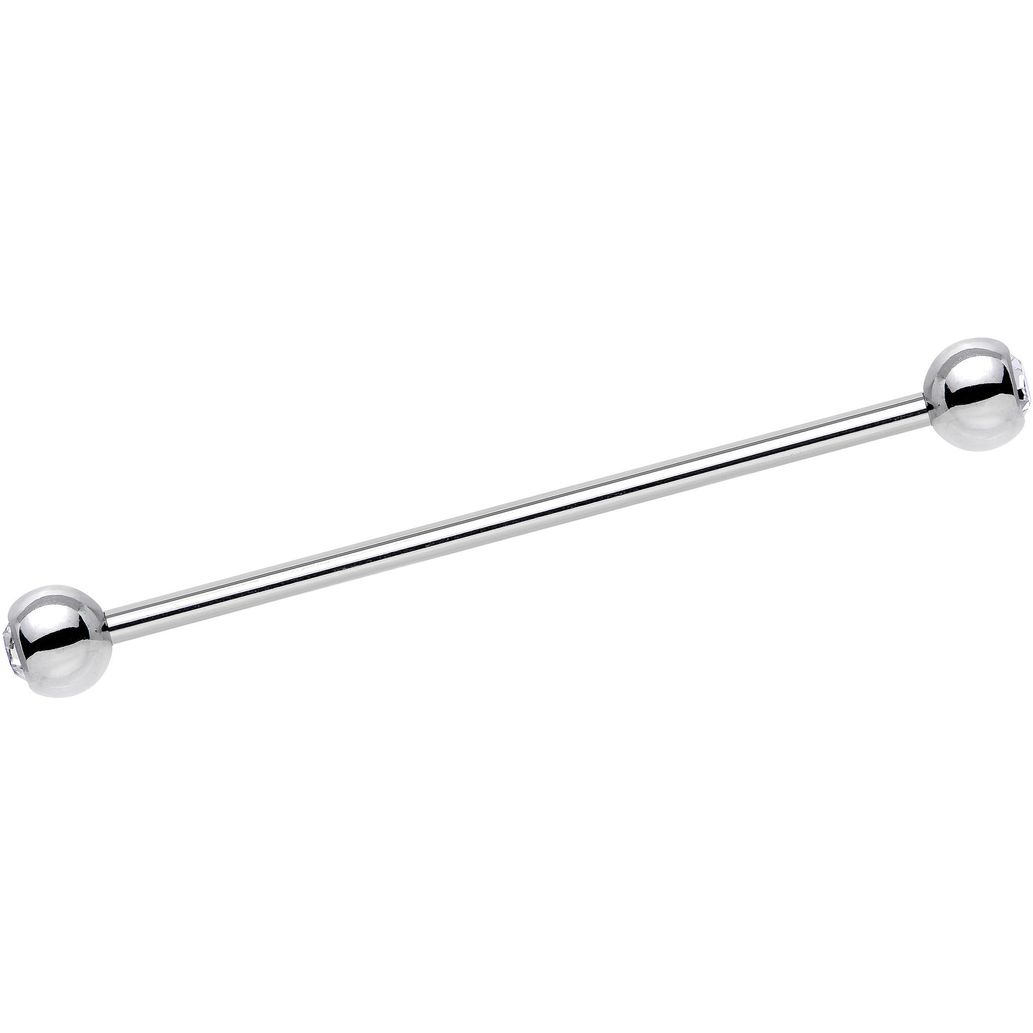 Double Gem Stainless Steel Industrial Barbell 38mm