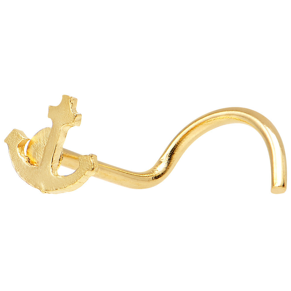 Gold Anodized Titanium Anchor Nose Ring