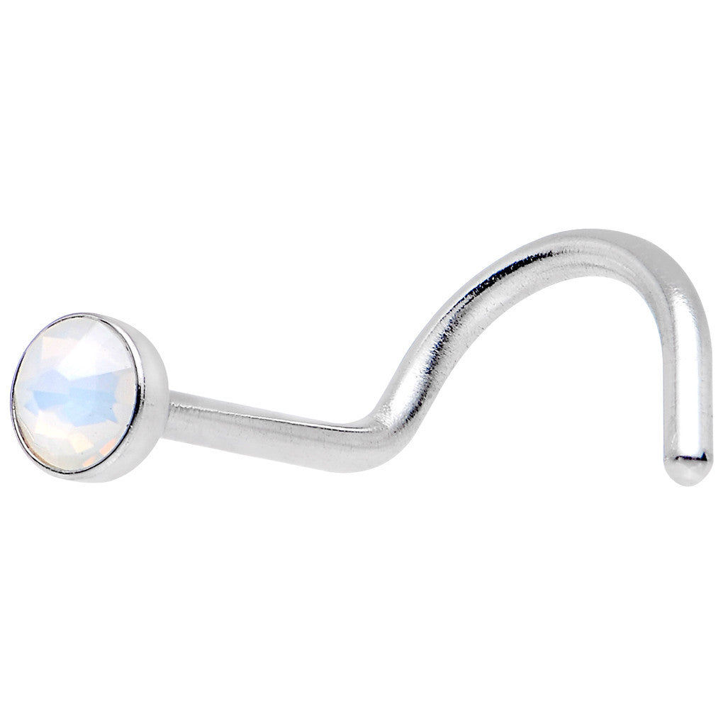 Stainless Steel 2mm White Imitation Opalite Stone Nose Screw