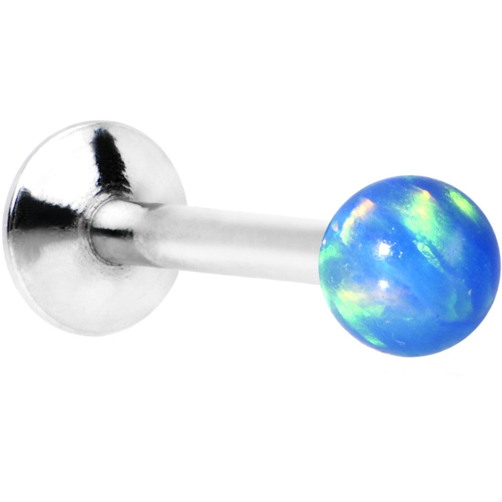 5/16 Steel 3mm Synthetic Blue Opal Internally Threaded Tragus Earring