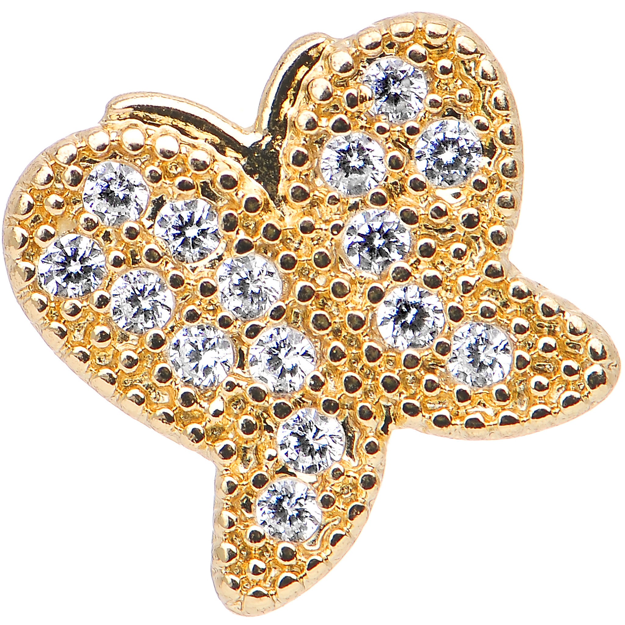 16G Gold Anodized Stainless Steel CZ Butterfly Tragus Earring