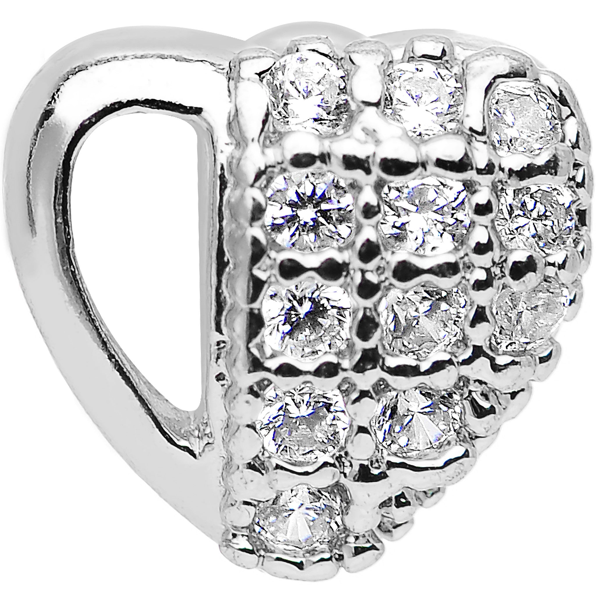 16G Stainless Steel Cubic Zirconia Heart Tragus Earring