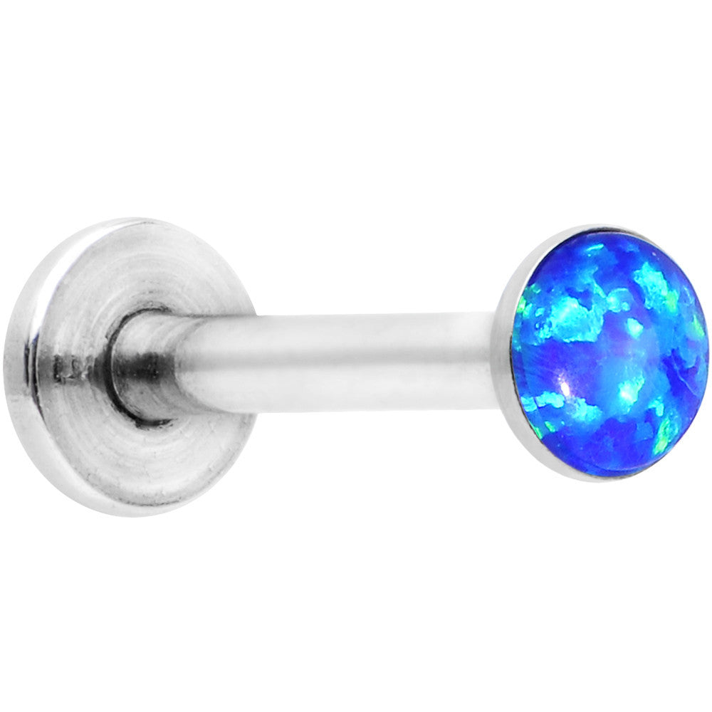 16G 5/16 Steel 3mm Synthetic Blue Opal Internal Thread Labret