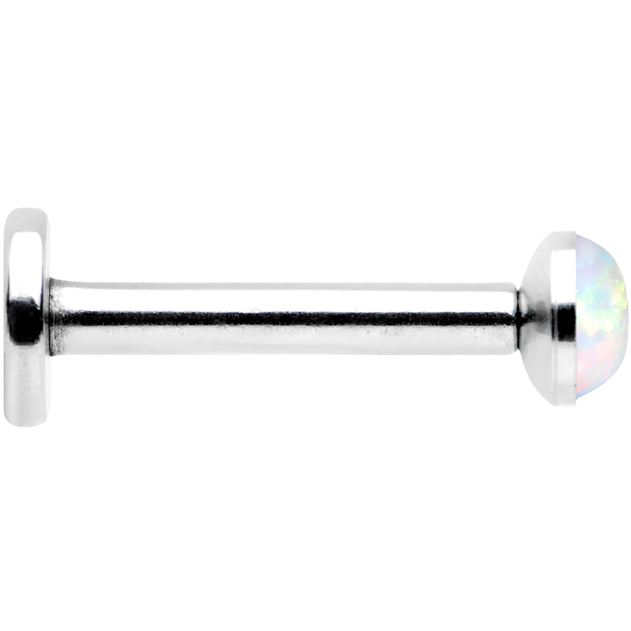 16G 5/16 Steel 3mm Synthetic White Opal Internal Thread Labret
