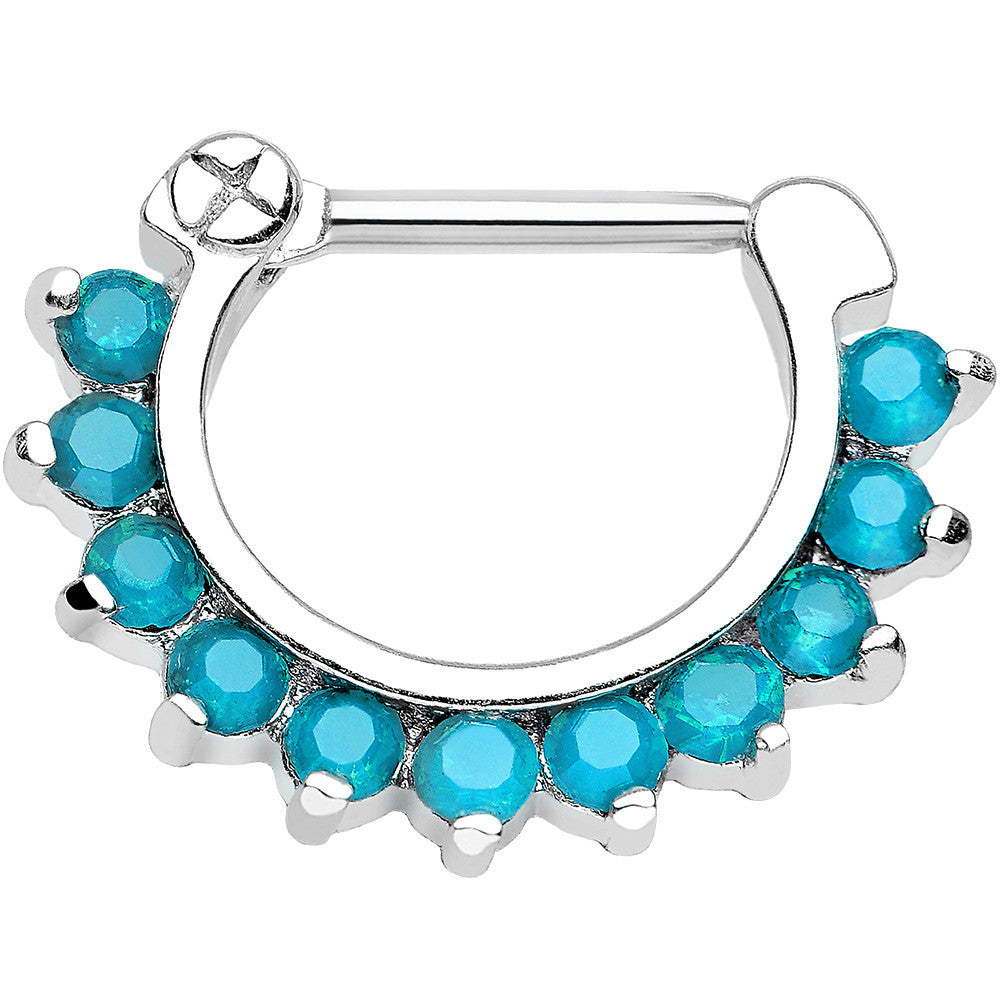 16G 5/16 Caribbean Blue Gem Septum Clicker