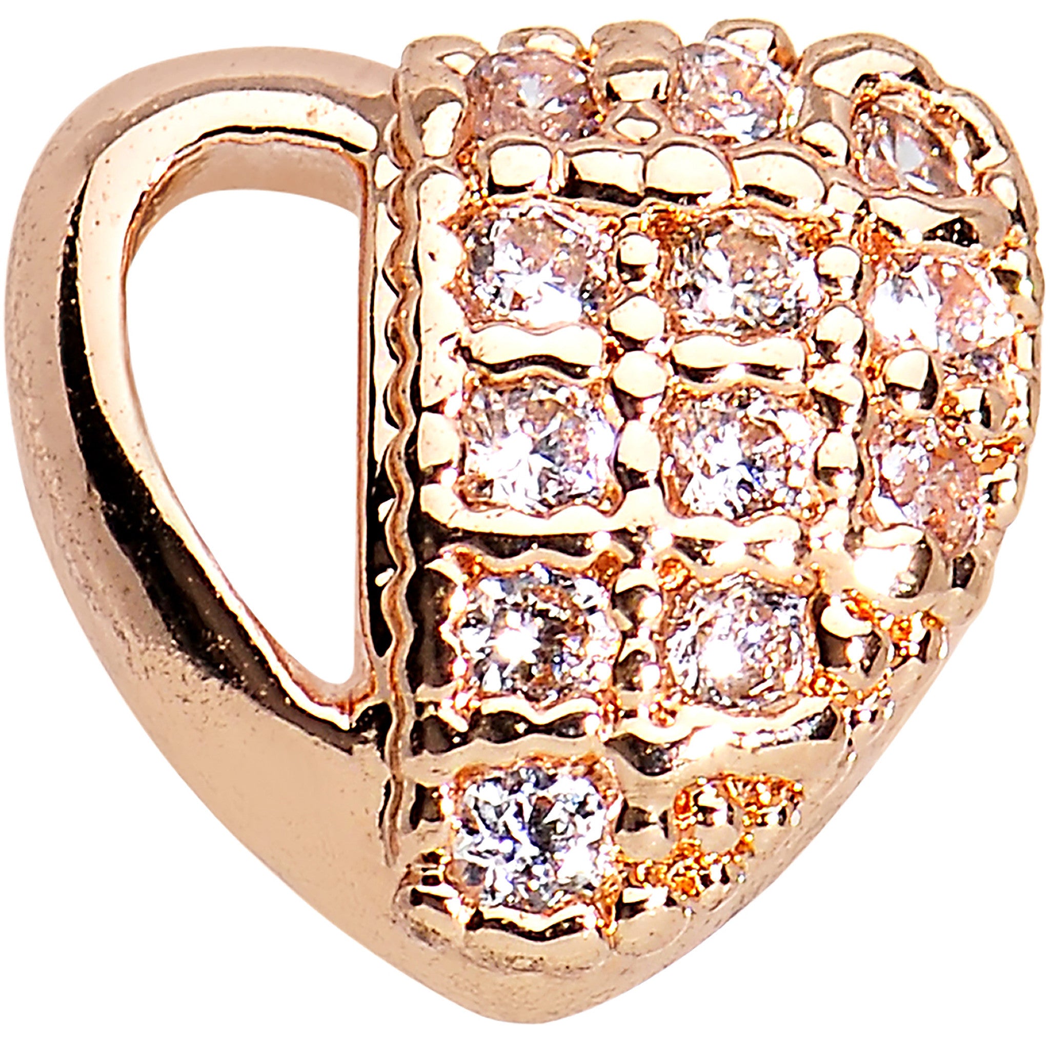 16G Rose Gold CZ Encrusted Heart Tragus Earring