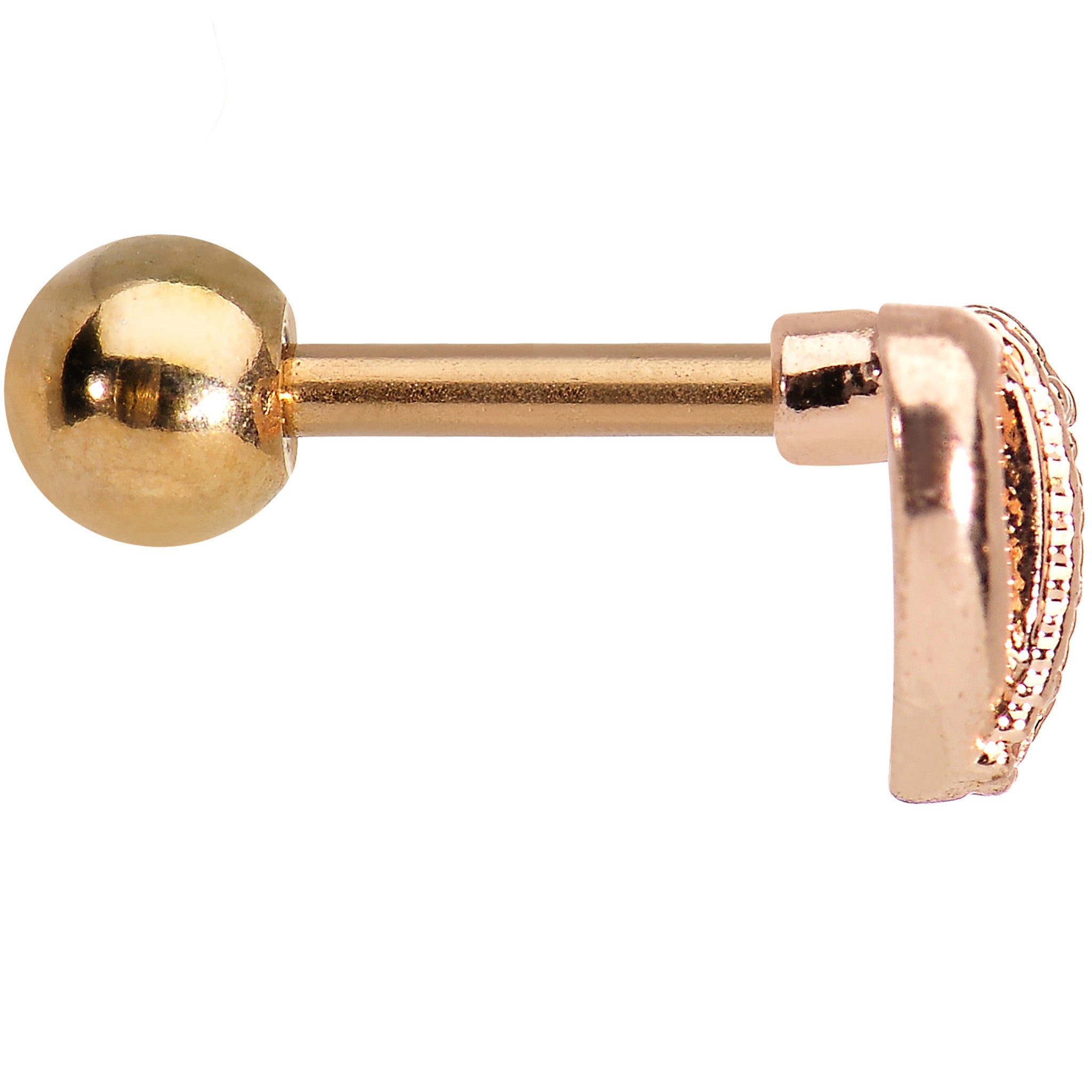 16G Rose Gold CZ Encrusted Heart Tragus Earring