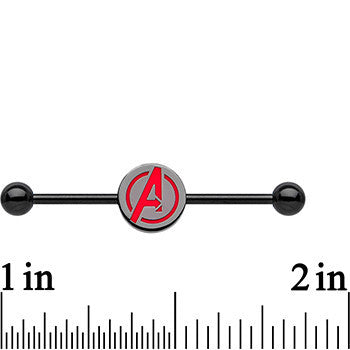 Licensed Black Plated Red Avengers Logo Industrial Barbell 35mm
