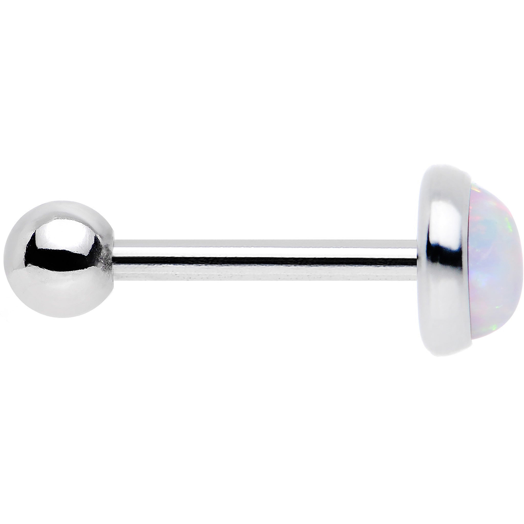 18G 5/16 Steel 5mm Synthetic White Opal Cartilage Earring