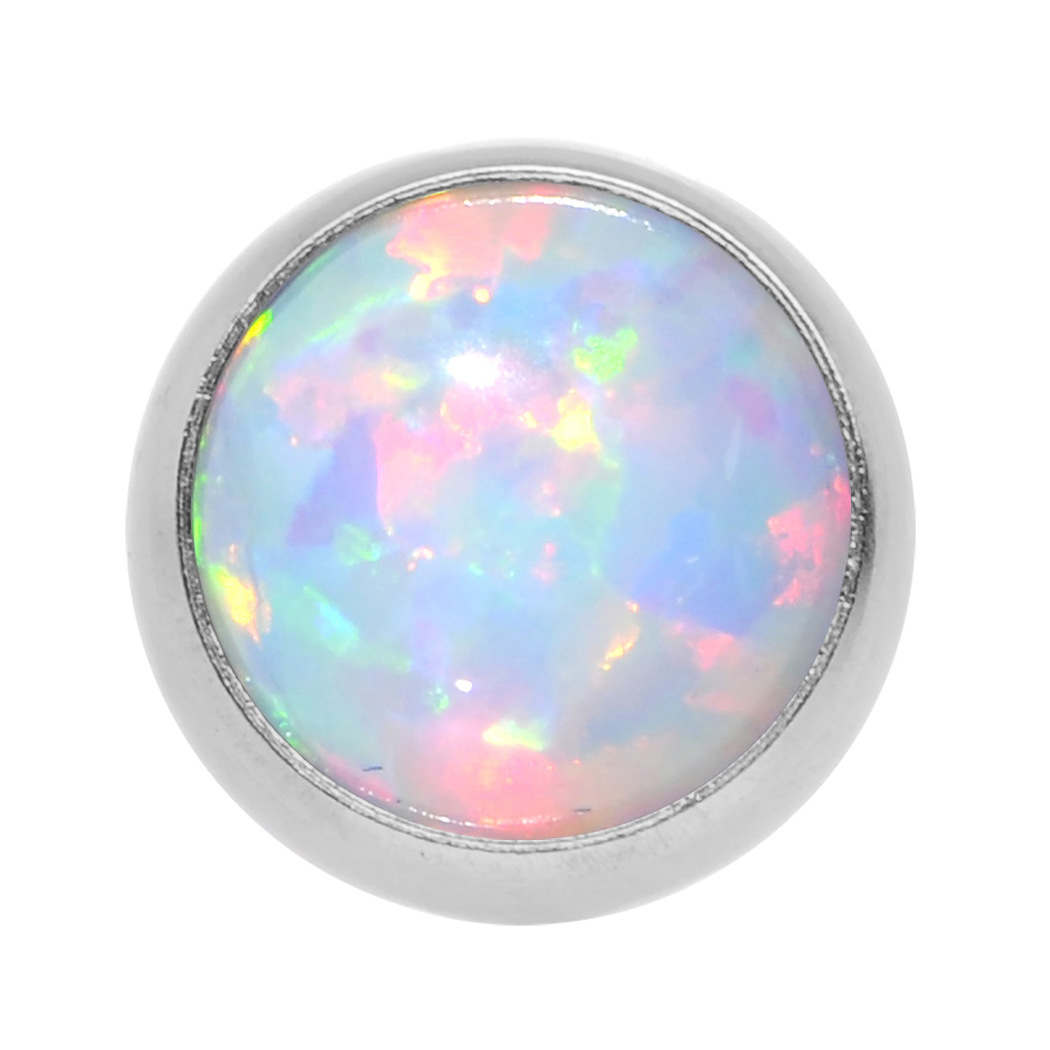 18G 5/16 Steel 5mm Synthetic White Opal Cartilage Earring