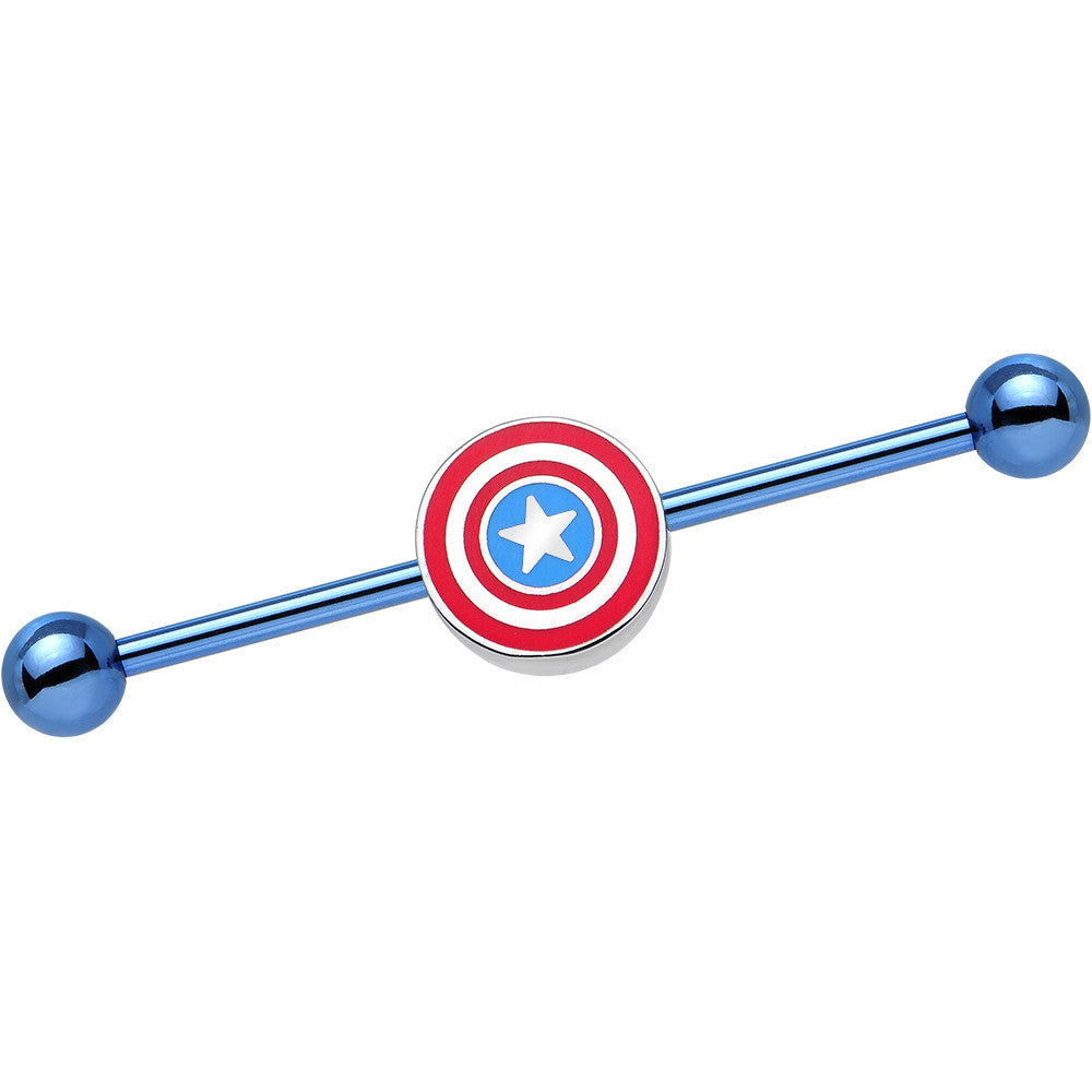 Licensed Blue Anodized Captain America Logo Industrial Barbell 35mm