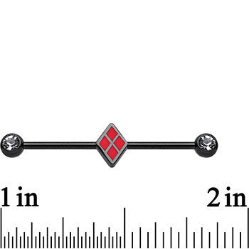 Licensed Black Plated Harley Quinn Logo Industrial Barbell 35mm