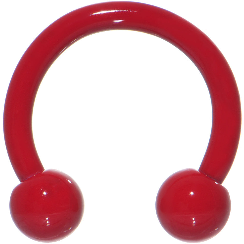 14G 3/8 Red Ceramic Coated Horseshoe Circular Barbell