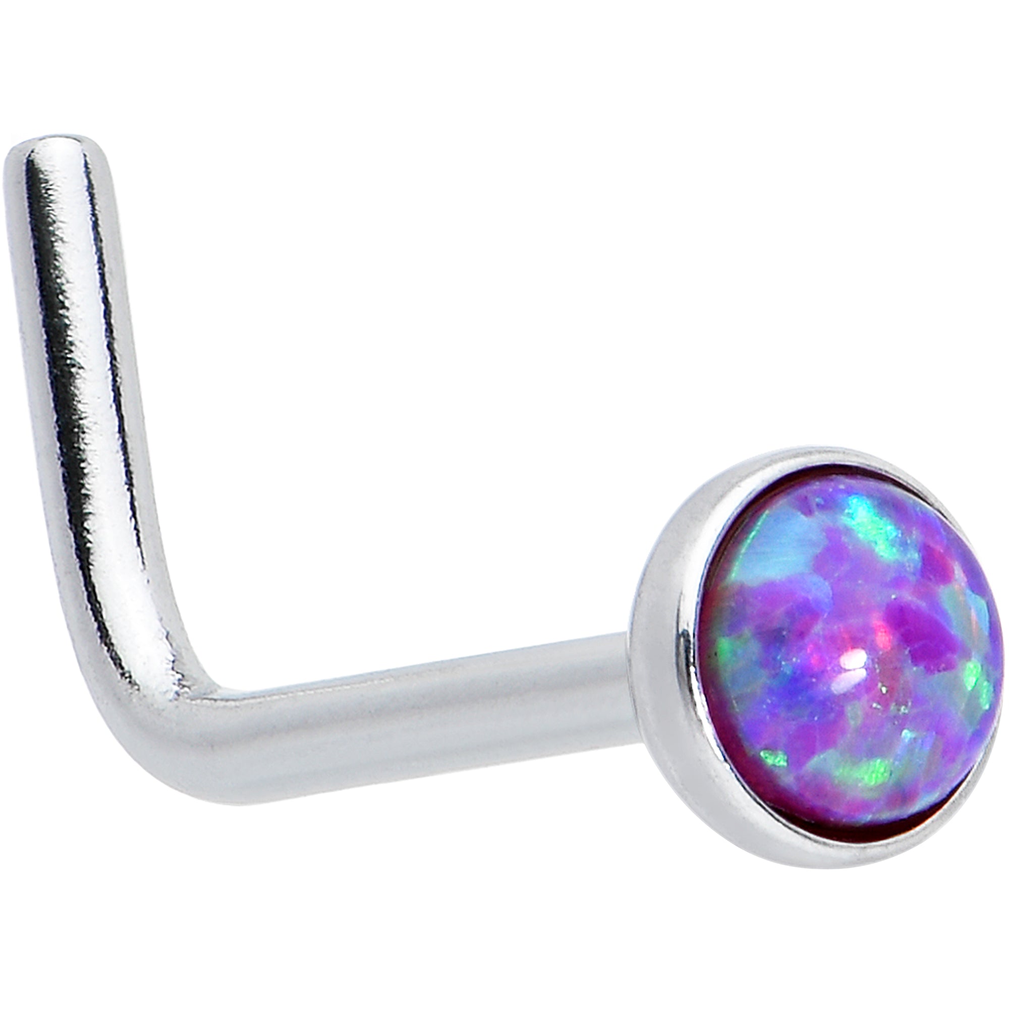 4 Stück Nasenstecker Simulierter Opal – Chirurgenstahl, 20g, L-Biegung