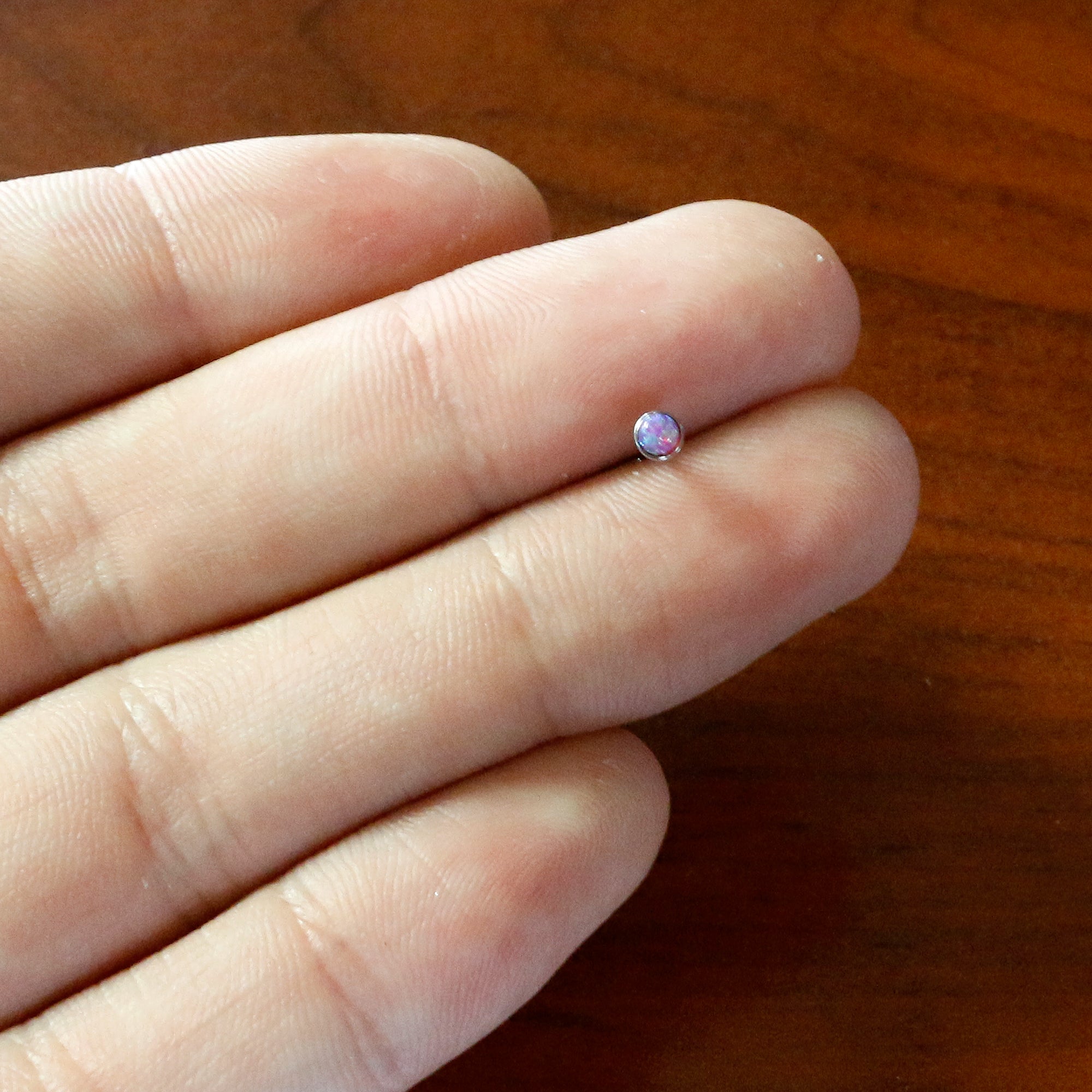 20G 2mm Purple Synthetic Opal L-Shaped Nose Ring