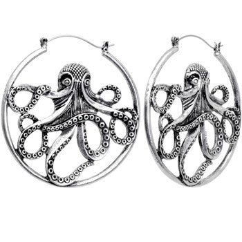 Octopus Tunnel Plug Hoop Hanger Earring Set