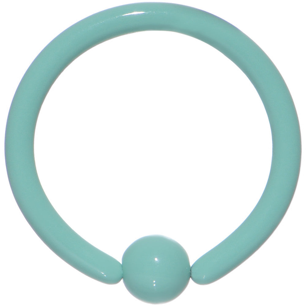 16G Teal Ceramic Coated Stainless Steel BCR Captive Ring 3/8