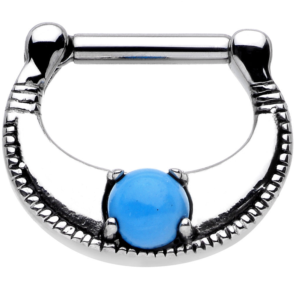 14G Surgical Steel Semi-precious Turquoise Septum Clicker