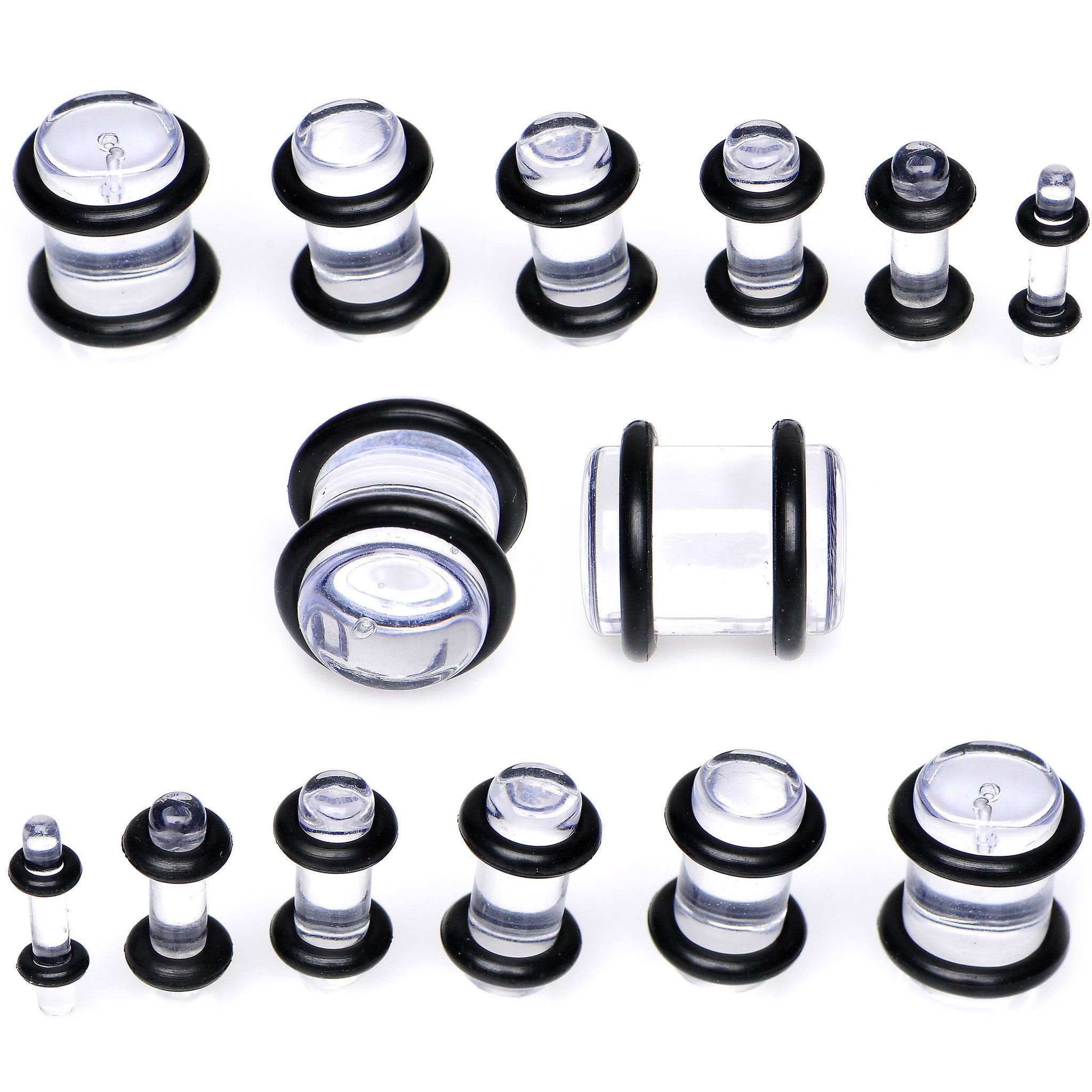 Clear Acrylic Taper Plug Kit - 32 Piece 14 to 00G Ear Stretchers