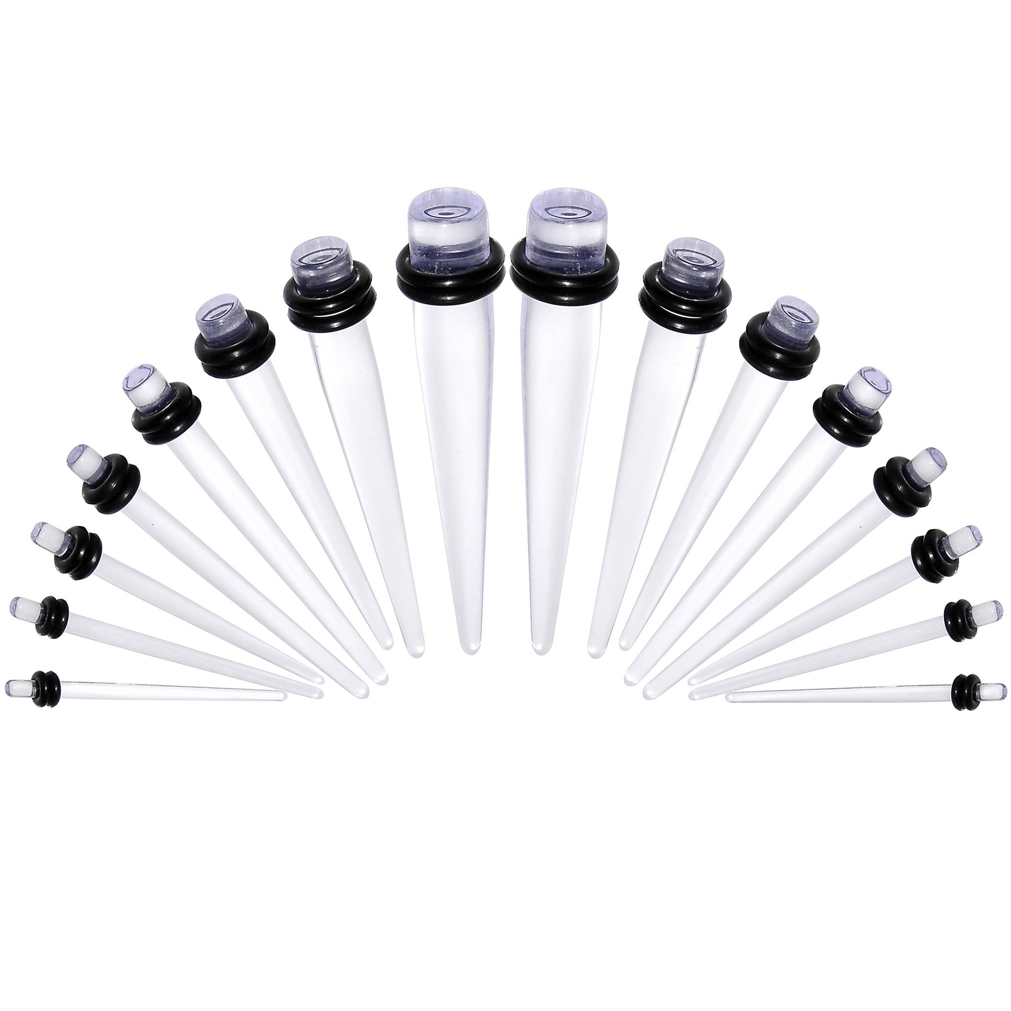 Clear Acrylic Taper Plug Kit - 32 Piece 14 to 00G Ear Stretchers