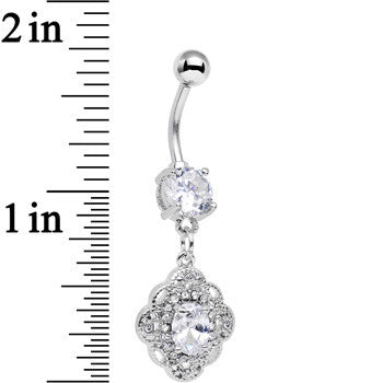 Clear Cubic Zirconia Yorkshire Lace Dangle Belly Ring