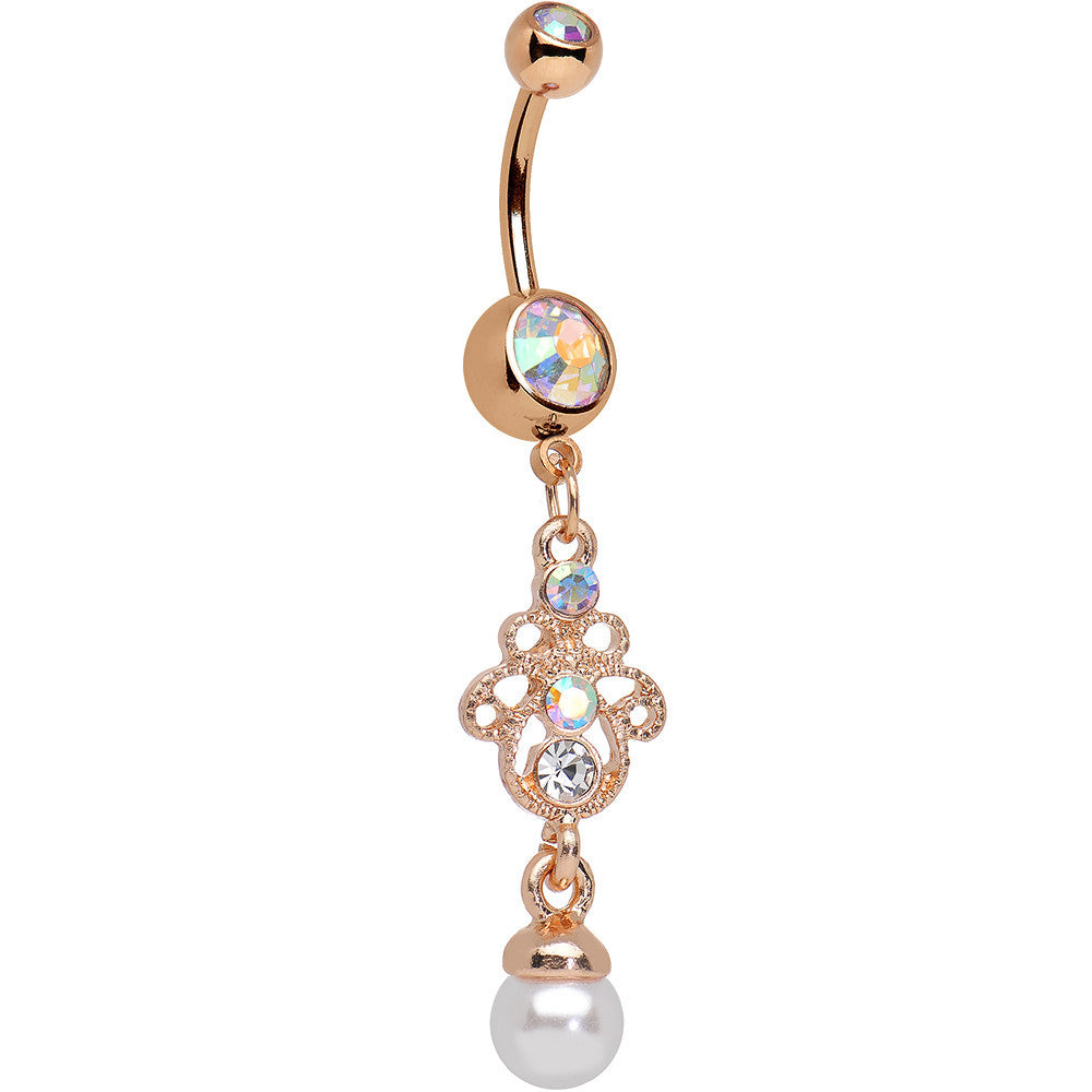 Rose Gold Anodized Cultivated Polar Lights Dangle Belly Ring