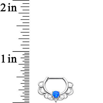 16G Clear Gem Blue Imitation Opal Rope Accent Septum Clicker