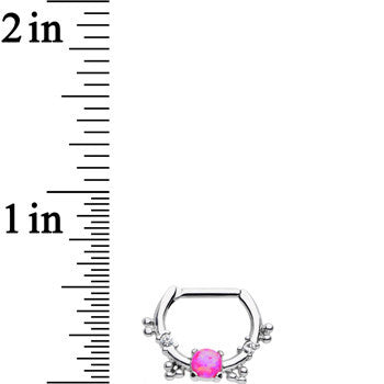 16G Clear Gem Pink Imitation Opal Simple Septum Clicker