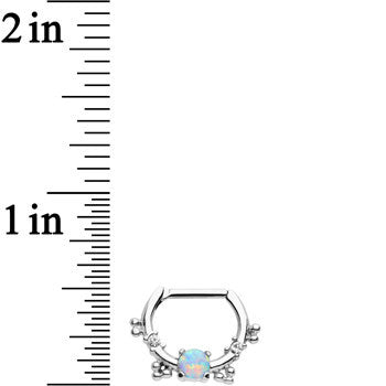 16G Clear Gem Iridescent Imitation Opal Simple Septum Clicker