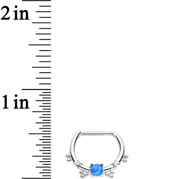 16G Clear Gem Blue Imitation Opal Simple Septum Clicker