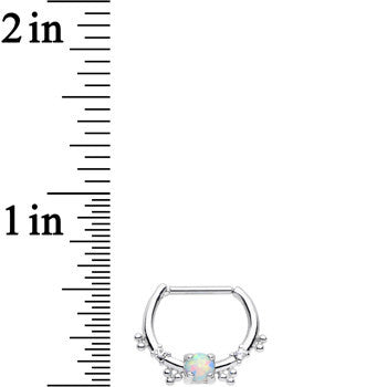 16G Clear Gem Iridescent Imitation Opal Simple Septum Clicker