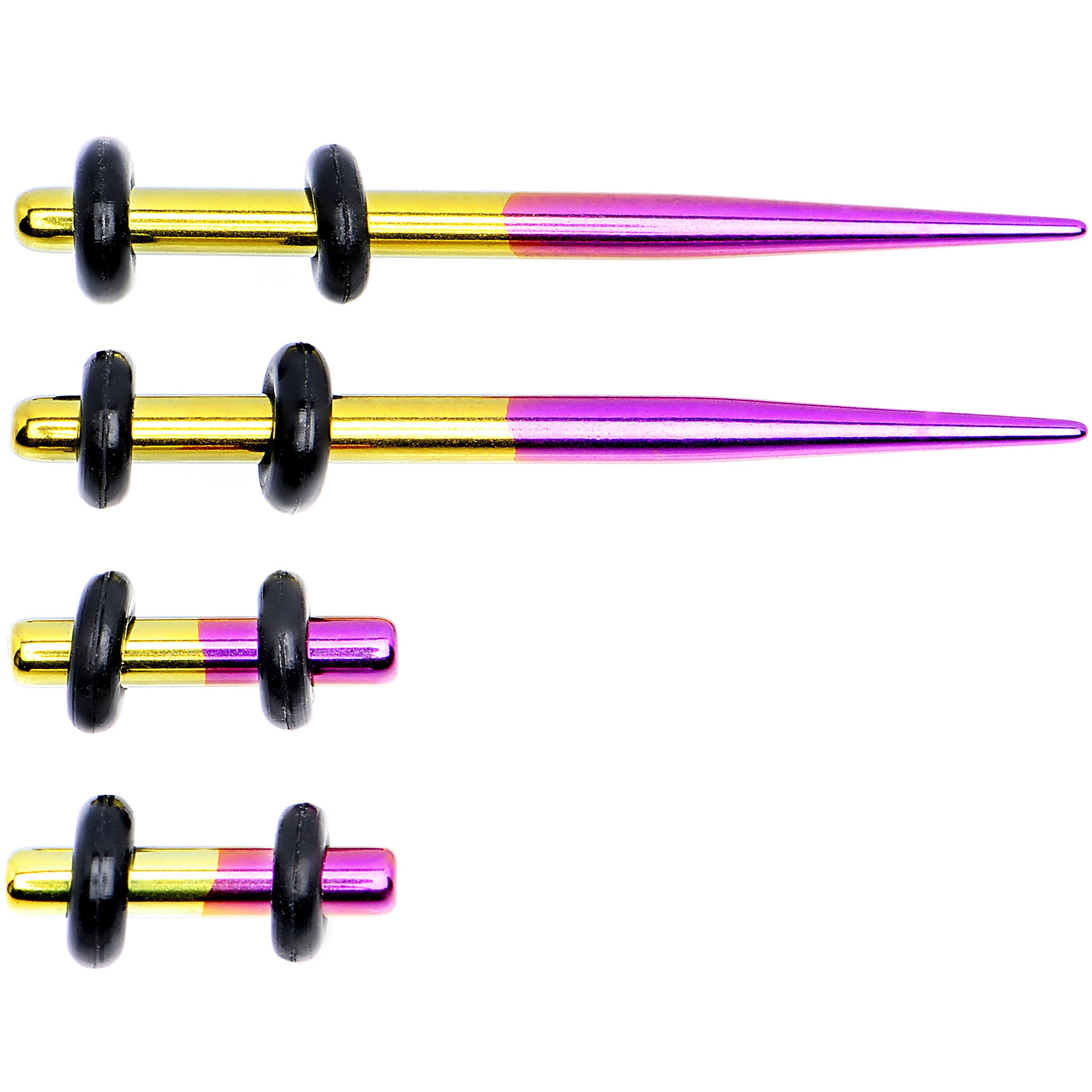 10G Yellow and Purple Titanium IP Steel Taper Plug Set