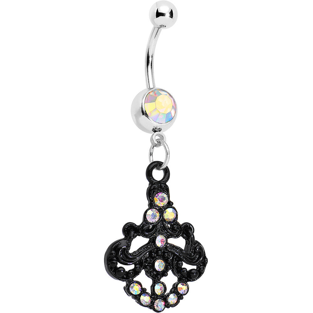 Aurora Czech Stone Black Baroque Empress Dangle Belly Ring