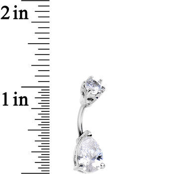 Cleverly Clear Czech Stone Teardrop Belly Ring