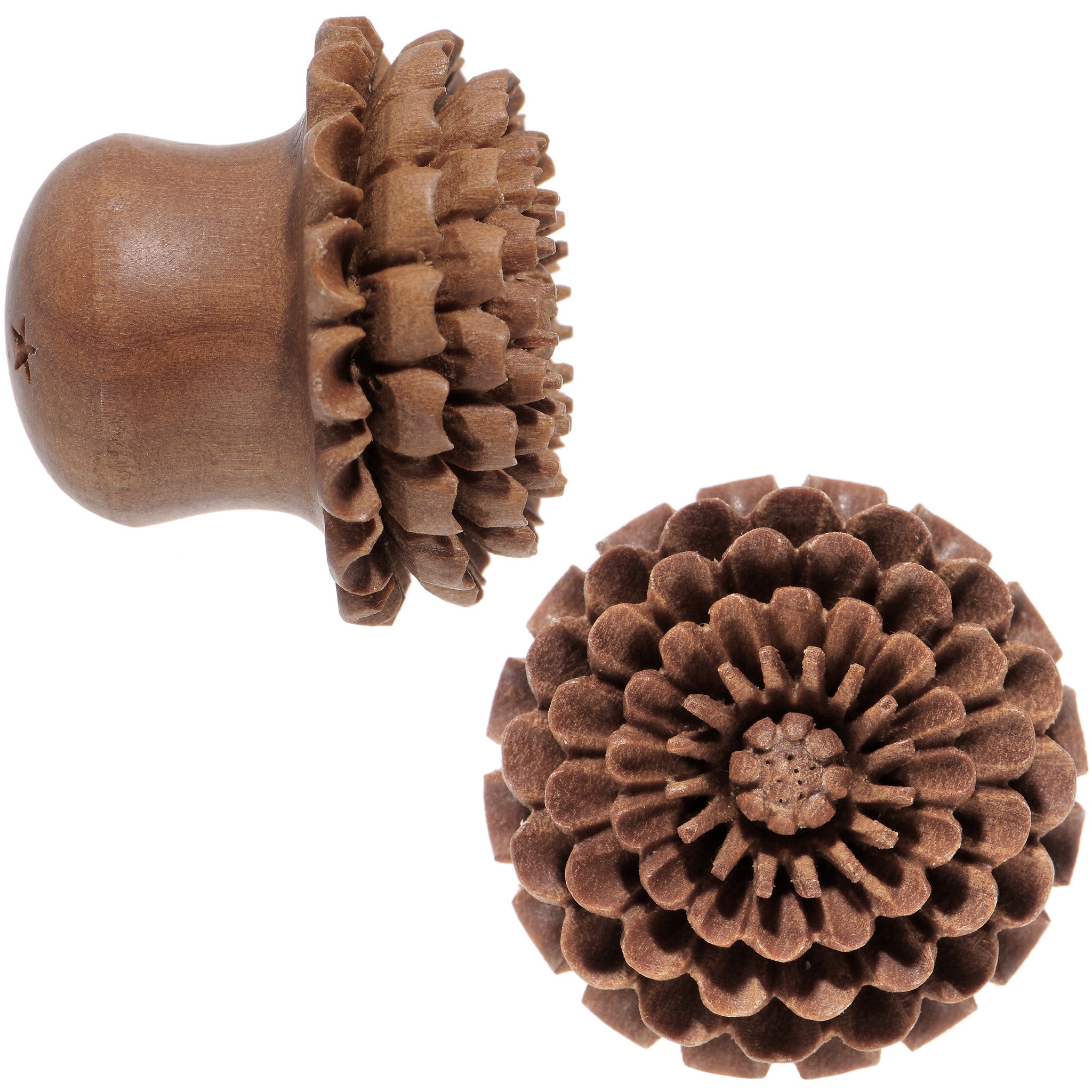 3/4 Organic Sabo Wood Chrysanthemum Single Flare Plug Set