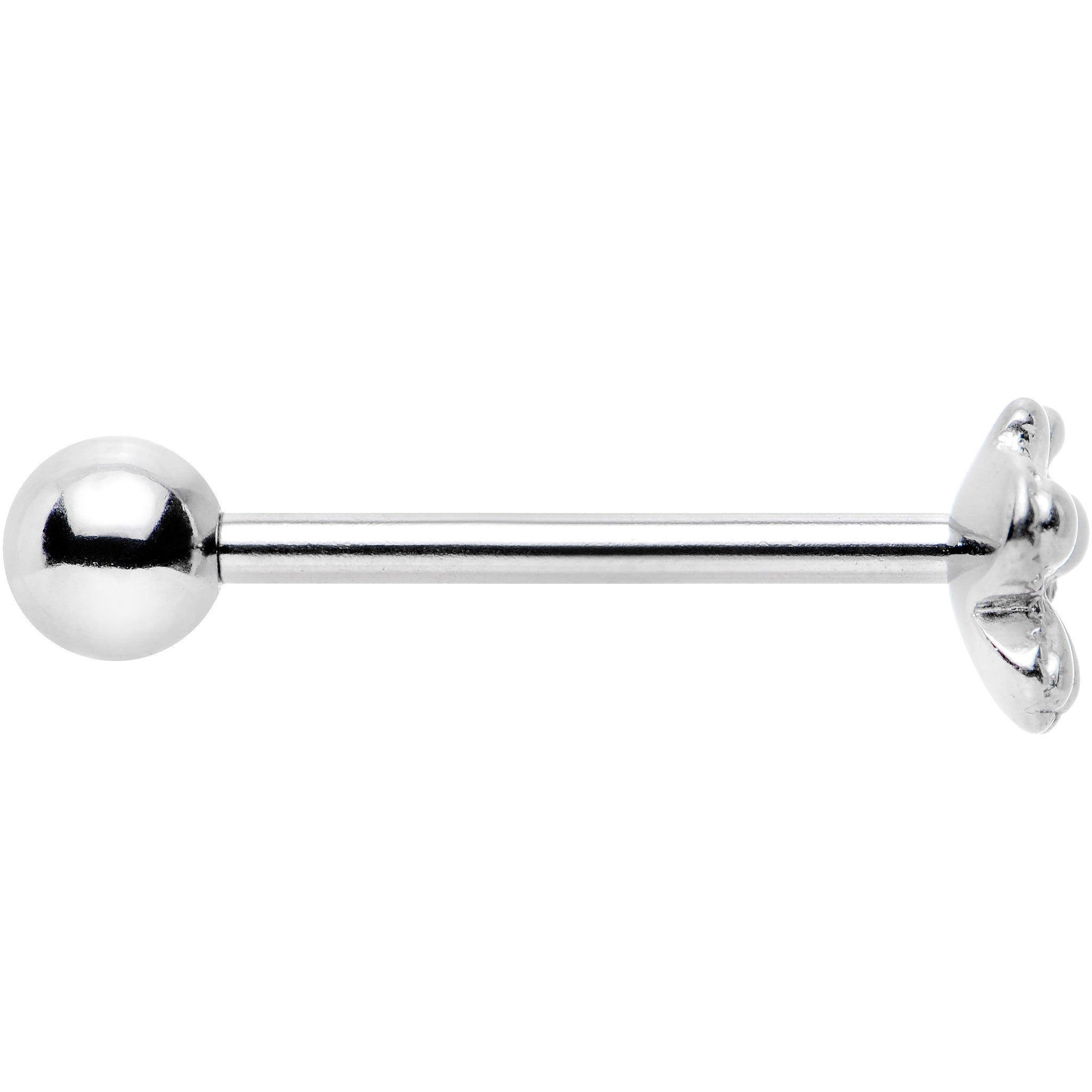 Simple Stainless Steel Butterfly Flat Top Barbell Tongue Ring