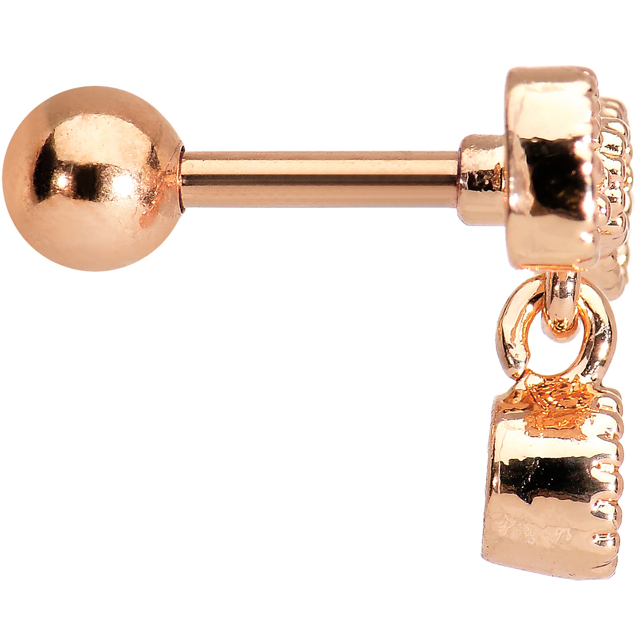 16G Rose Gold Anodized Clear CZ Bow Cartilage Tragus Earring