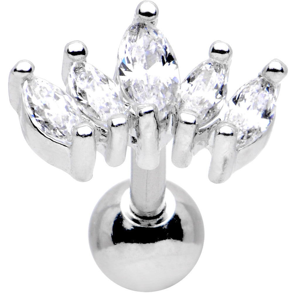 16G 1/4 Stainless Steel Clear CZ Cartilage Earring