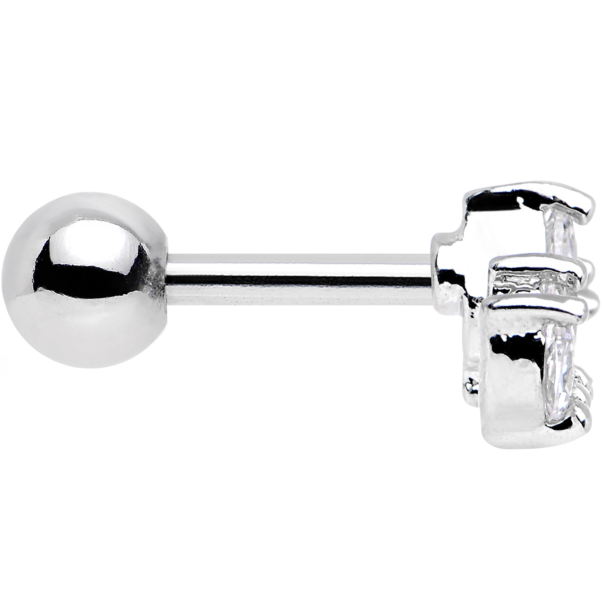 16G 1/4 Stainless Steel Clear CZ Cartilage Earring